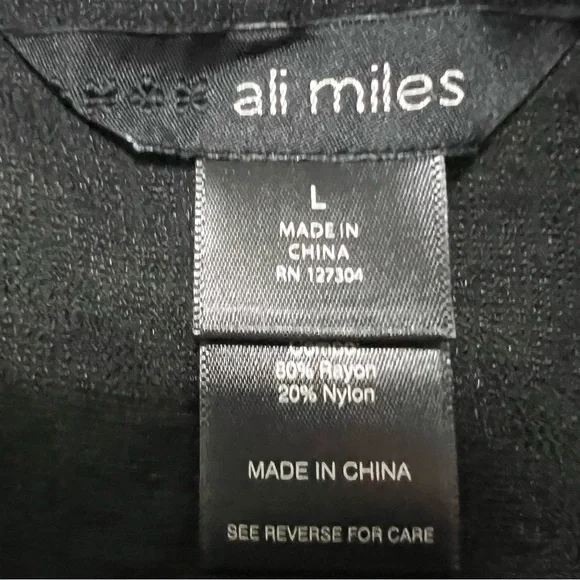 Ali Miles Plaid Print Wire Collar 3/4 Cinched Tie Sleeve Woven Tunic, Sz: Large - Picture 9 of 9